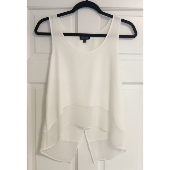 NWOT TOPSHOP WHITE TIERED SPLIT OPEN BACK TANK - Picture 1 of 6